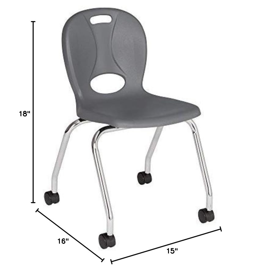 Ergonomic Mobile Structure Series School Chairs - Set of 2 Stackable Classroom Chairs with Wheels for Schools, Offices & Study Rooms