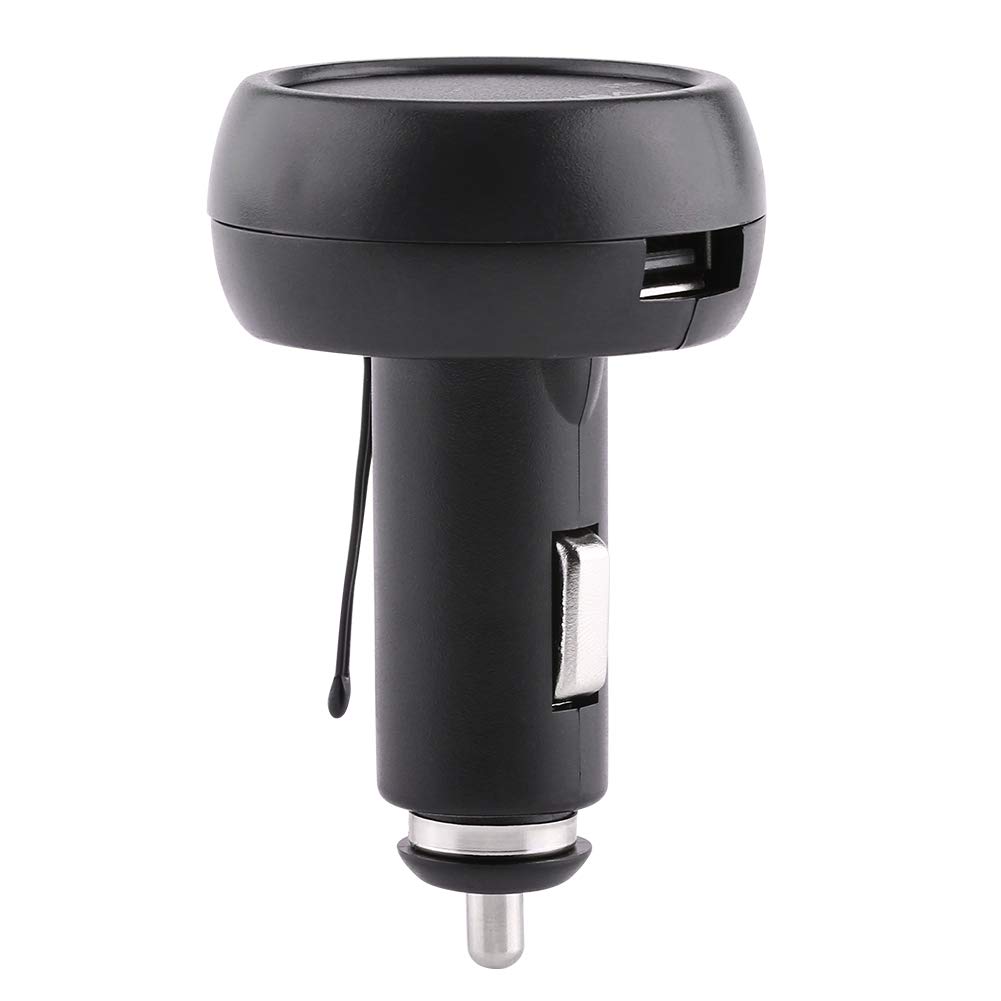 Dual USB Car Charger with LED Digital Voltmeter & Thermometer - 12V/24V Cigarette Lighter Adapter (Green+Red) for Road Trips & Emergency Power Supply