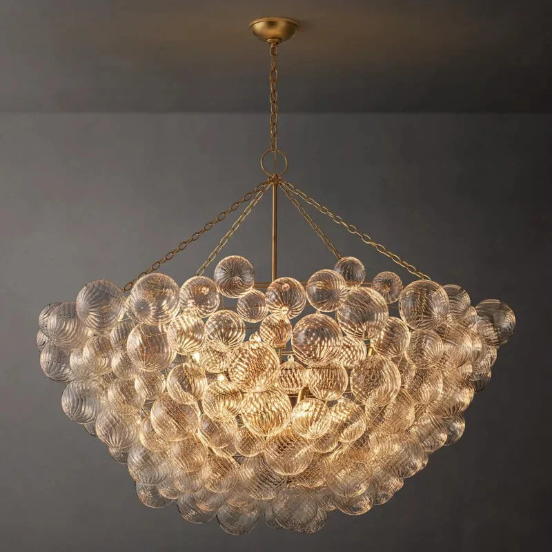 Tammy Round Glass Ball Chandelier 56 - Modern Crystal Ceiling Light Fixture for Dining Room, Living Room & Bedroom | Elegant Lighting Decor for Home & Office Spaces