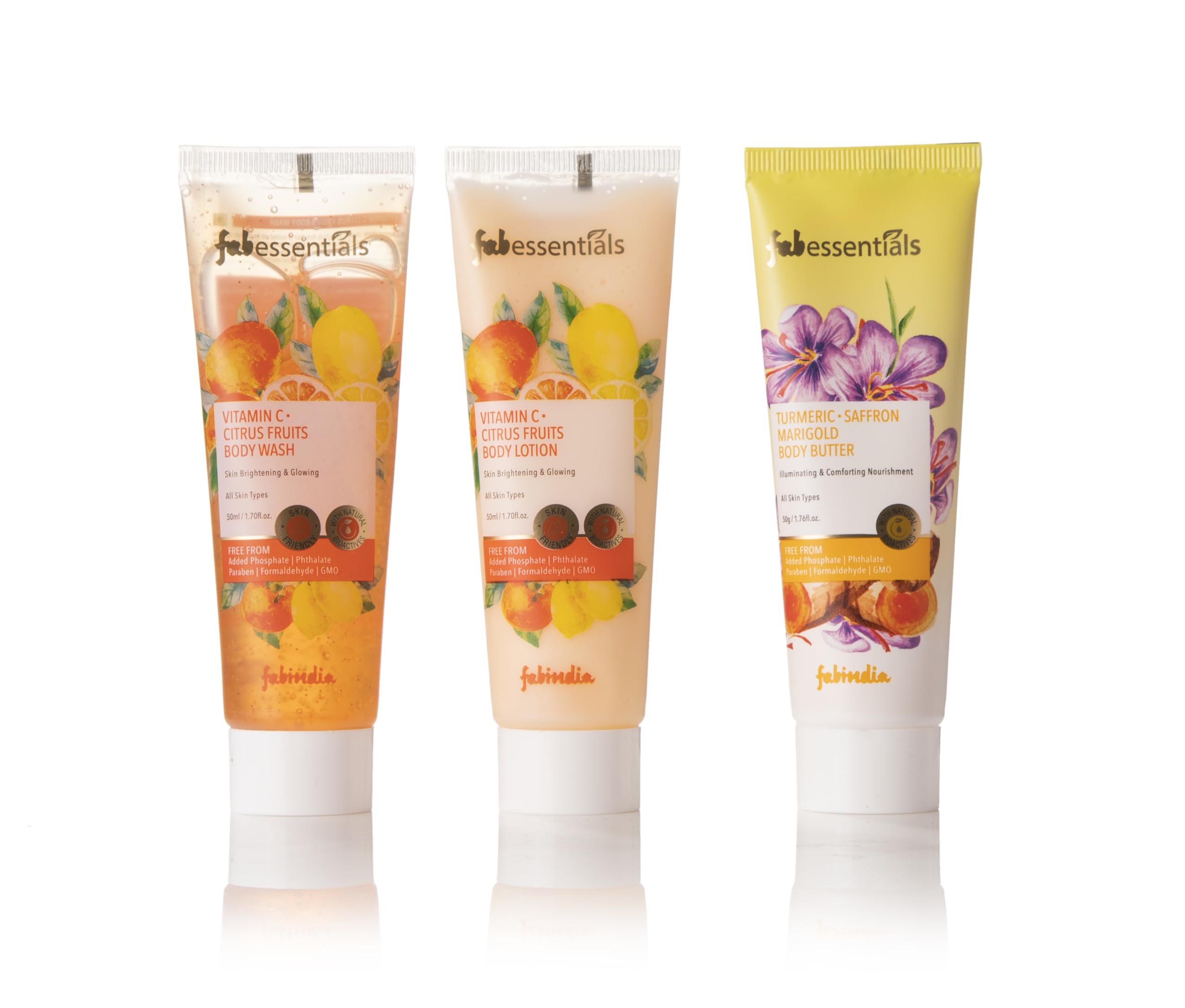 Fabessentials Vitamin C Bath & Body Gift Set - Hydrating Body Wash, Nourishing Lotion & Turmeric Saffron Body Butter for Glowing Skin | Skincare Gift for Men & Women (150g) | Perfect for Spa Day, Self-Care Routine & Holiday Gifting