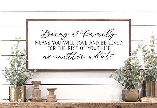 Fprqlyze Family Sign - 'Being A Family Means' Wooden Wall Decor for Living Room, Bedroom & Nursery - Perfect for Home, Gift & Farmhouse Decor