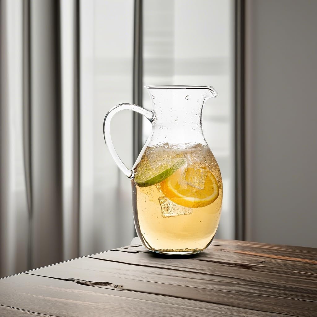 Simax 16oz Borosilicate Glass Pitcher with Handle - Small Pouring Pitcher for Juice, Milk & Tea - Montessori Kids Pitcher - Heat-Resistant Mini Pitcher for Kitchen, Dining & Montessori Activities