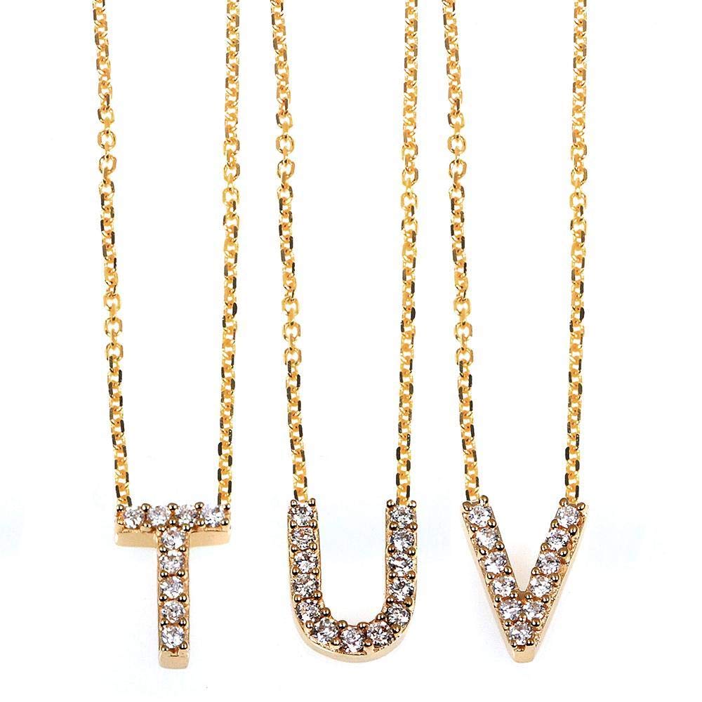 Kobelli Small A-Z Letter Diamond Pendant in 14K Yellow Gold - Personalized Initial Necklace for Women, Perfect Gift for Birthday, Anniversary & Valentine's Day