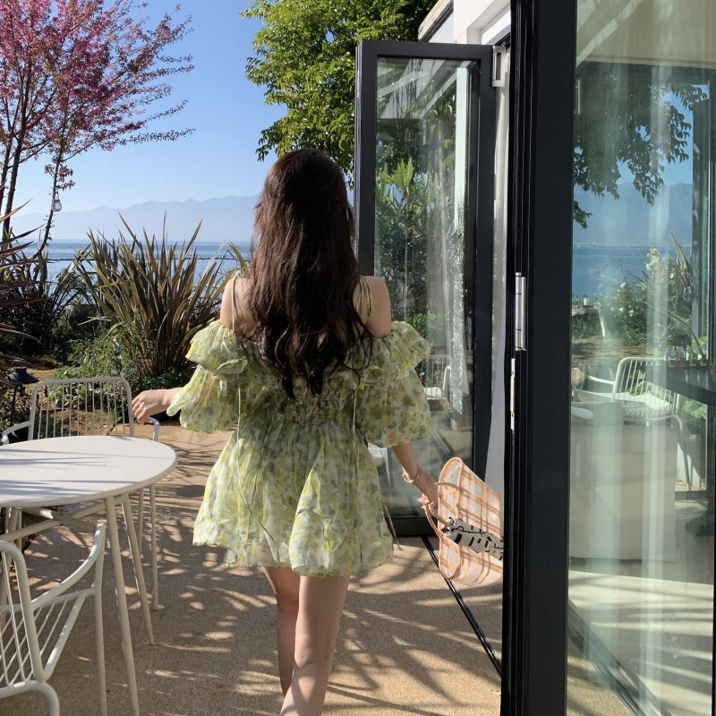 Off Shoulder Summer Dress with Ruffles & Spaghetti Straps - Open Back Flowy Beach Dress for Women | Perfect for Vacations, Parties & Date Nights