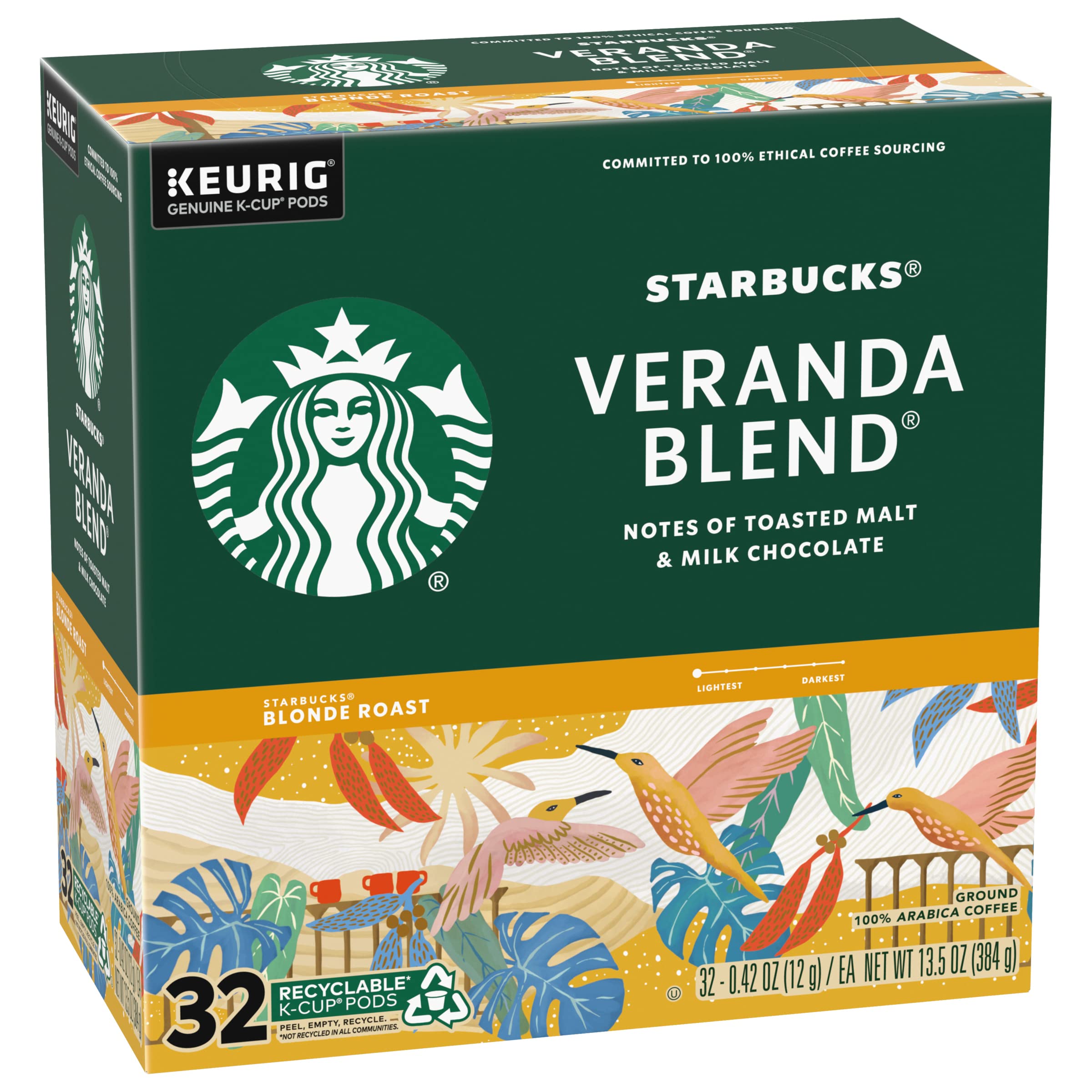 Starbucks Veranda Blend Coffee K-Cups, 96 Count (4 Boxes of 24) - Light Roast Coffee Pods for Keurig Brewers - Perfect for Home, Office & Morning Coffee Routine