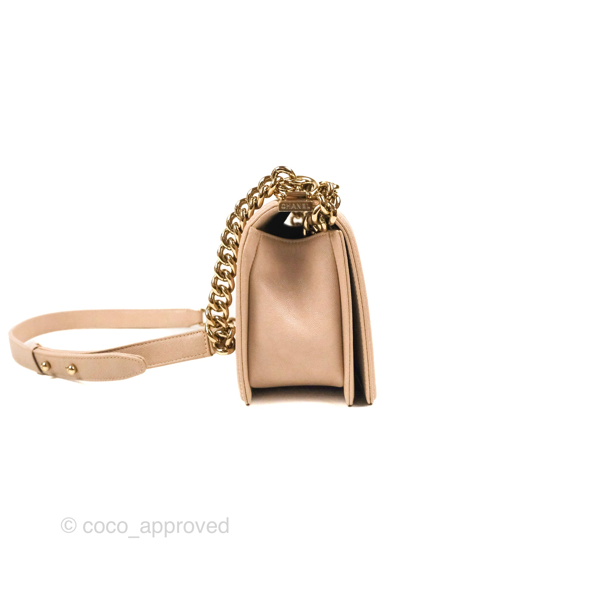 Chanel Chevron Medium Boy Bag in Nude Pink Caviar Leather with Gold Hardware - Perfect for Date Night & Special Occasions