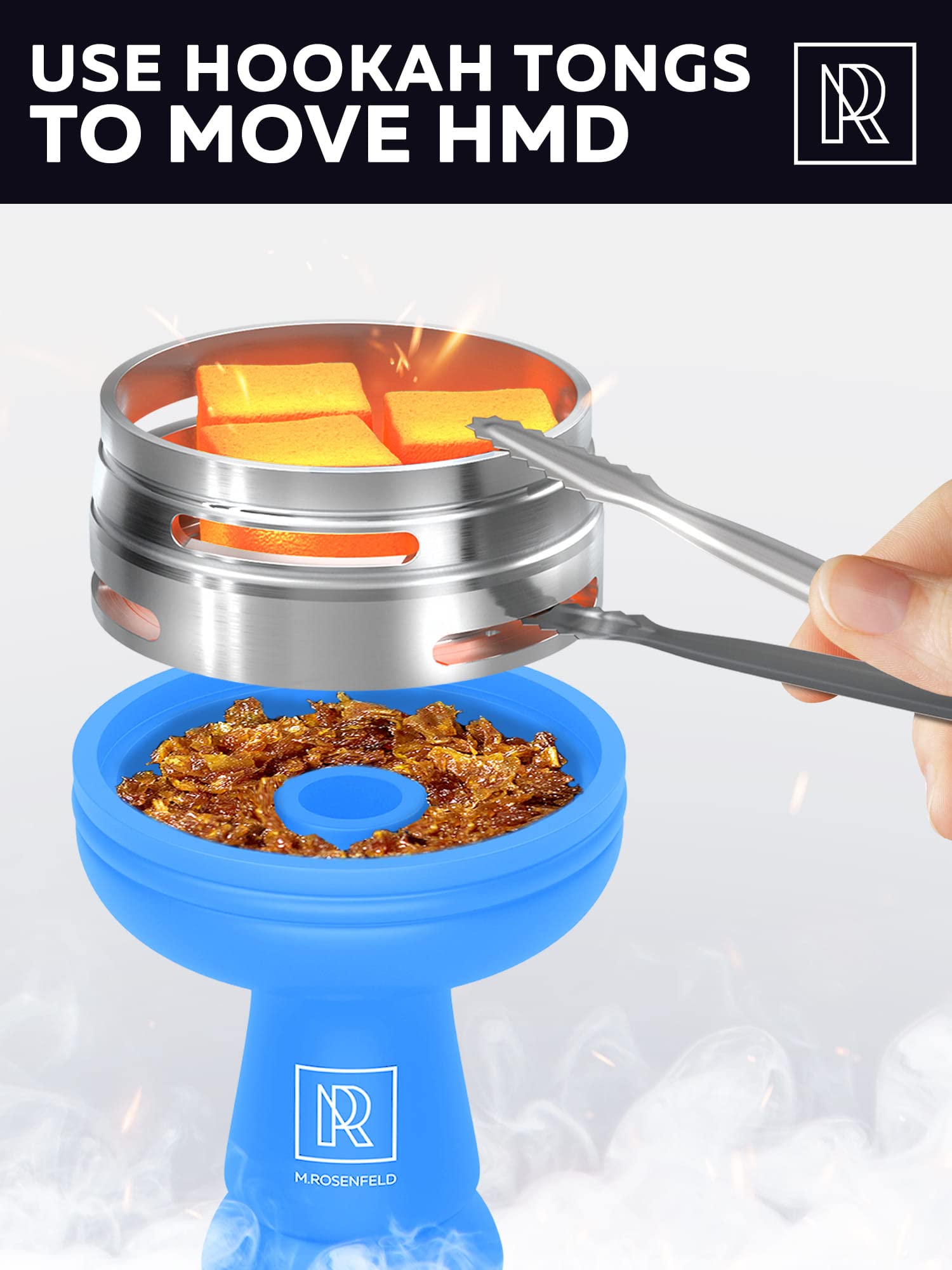 Premium Electric Hookah Coal Burner & Blue Silicone Phunnel Bowl Set - Fast Heating Stove for Shisha Coals, Perfect for Home Parties & Relaxing Hookah Sessions