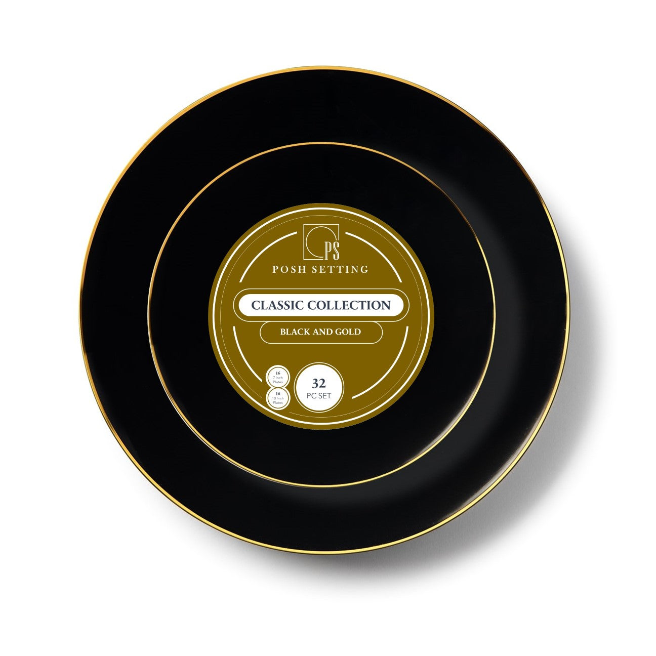 192-Piece Black and Gold Round Plastic Dinnerware Set - Elegant Disposable Plates, Forks, Knives & Spoons for 96 Guests - Perfect for Weddings, Parties, Catering & Outdoor Events - BPA-Free & Eco-Friendly