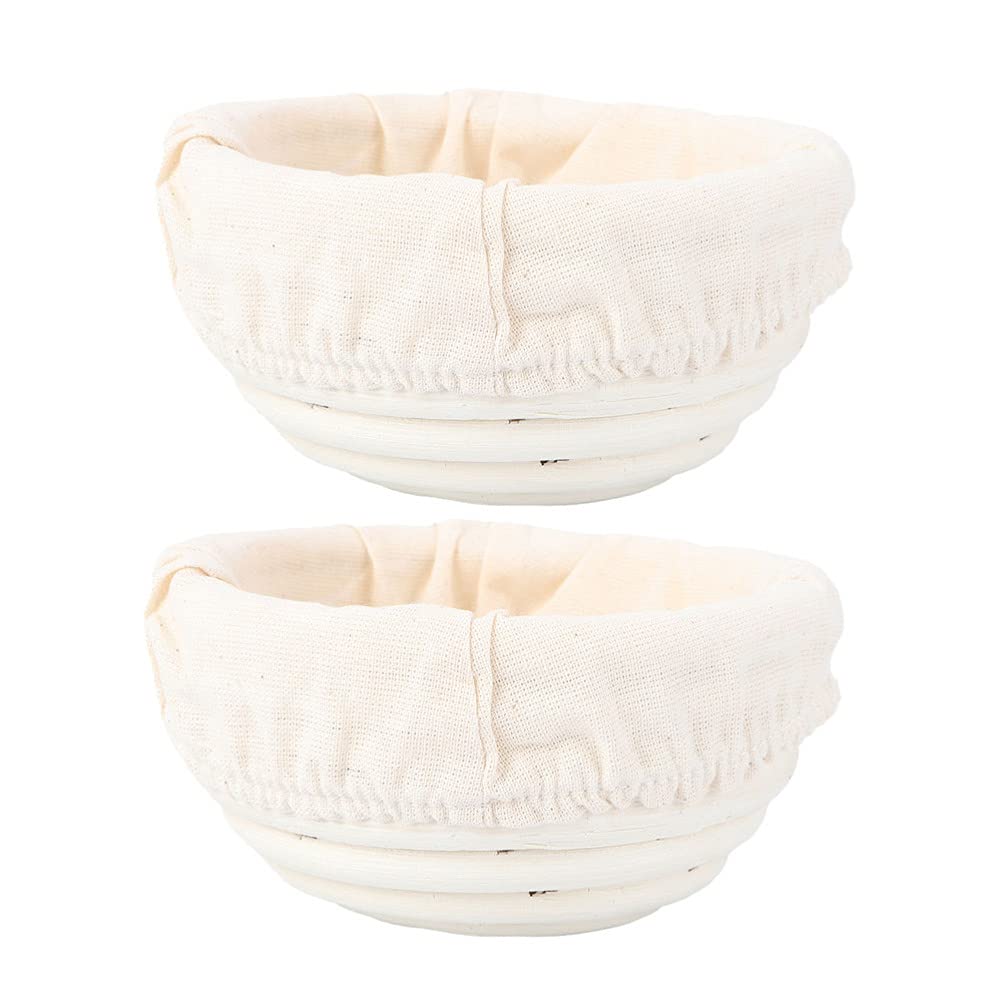 Hemoton 2-Piece Round Bread Proofing Basket Set - Sourdough Dough Rising Basket for Baking, Woven Rattan Bakers Bowl - Perfect for Home Kitchen & Artisan Bread Making (Mixed Colors)