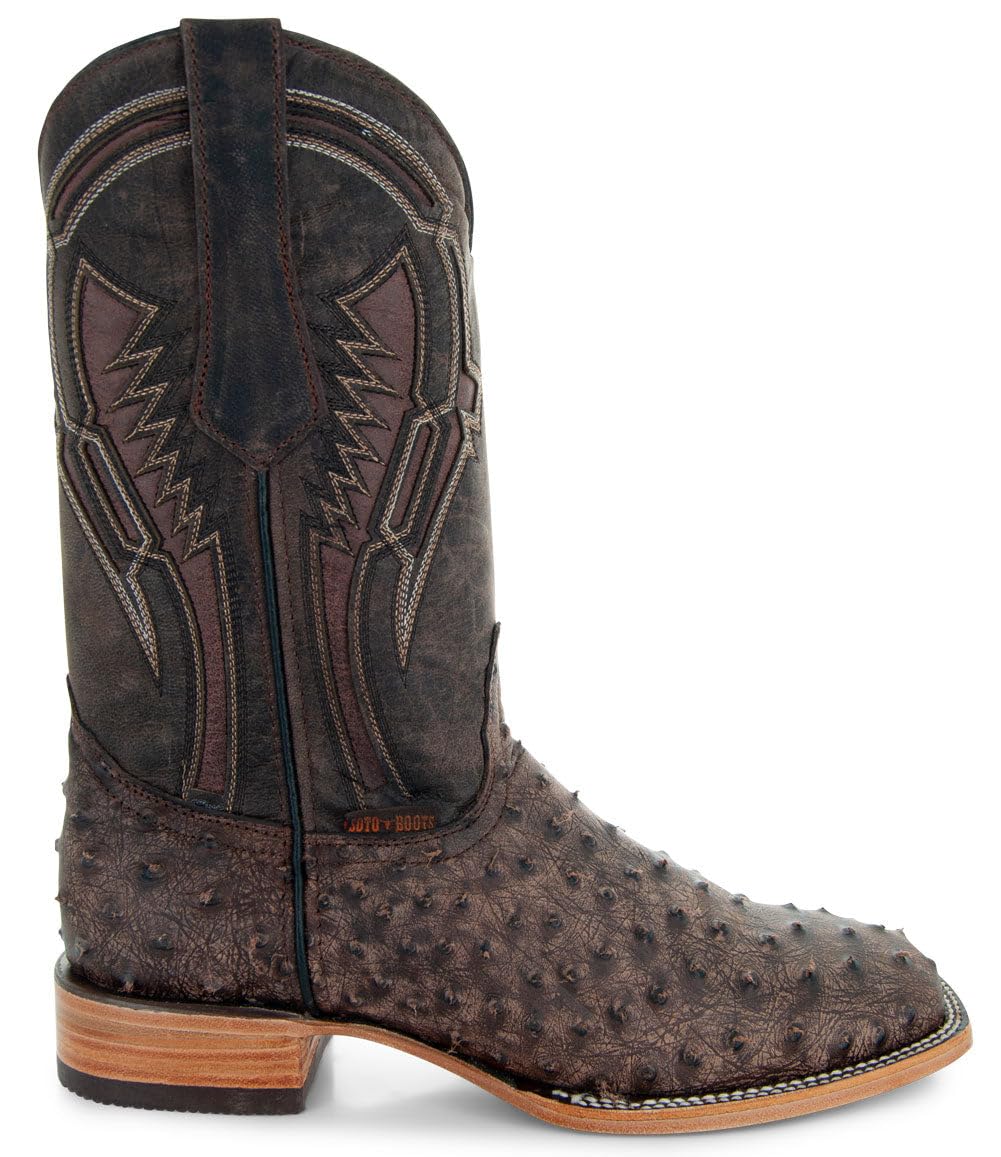 Soto Boots Men's Out of the Wild Ostrich Print Cowboy Boots - Genuine Leather Western Boots for Men H50031 | Perfect for Rodeo, Country Dancing & Western Fashion