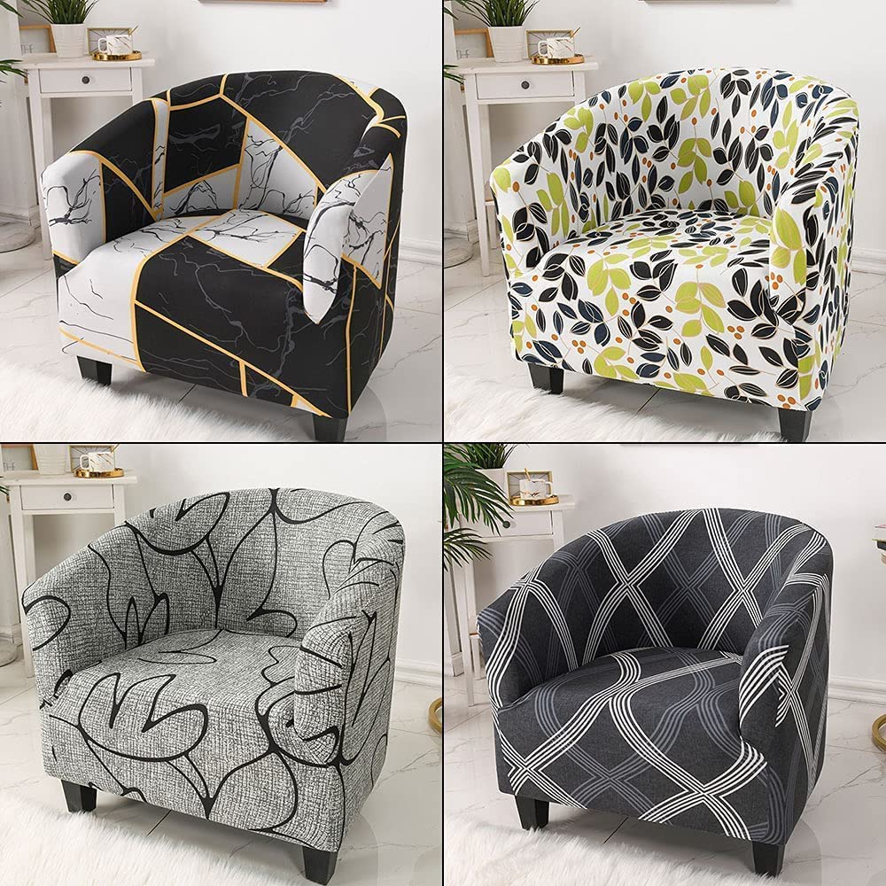 Stretchable Spandex Polyester Wingback Chair Slipcover - Washable Removable Club Chair Cover for Living Room, Bedroom & Office (#3)