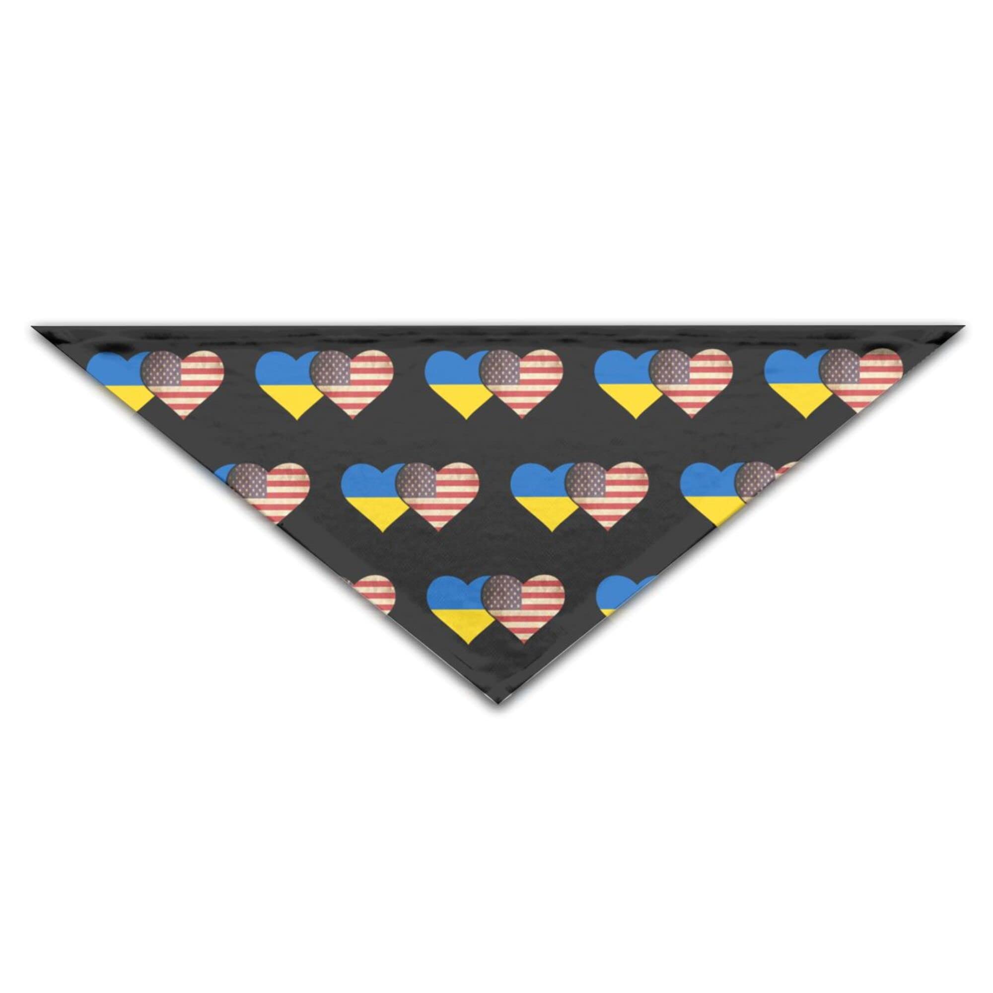 Ukraine & American Flag Dog Bandanas - Patriotic Pet Scarf Triangle Bibs for Dogs & Cats | Perfect for July 4th, National Holidays & Pet Costume Parties