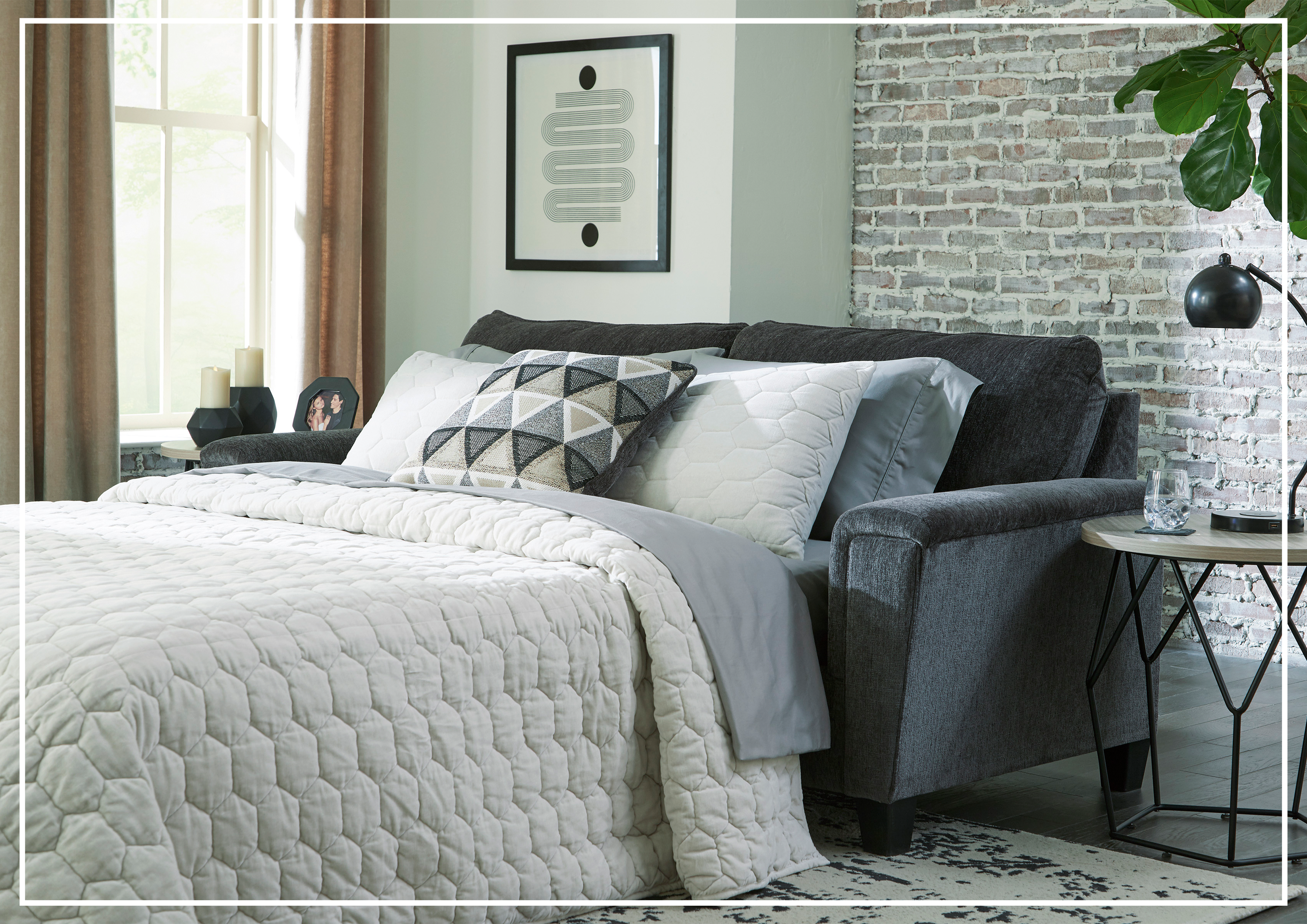 Gio Italia Abigail Queen Fabric Sofa Sleeper - Convertible Bed, Beige or Dark Grey | Comfortable Modern Living Room Furniture for Small Spaces & Guest Rooms