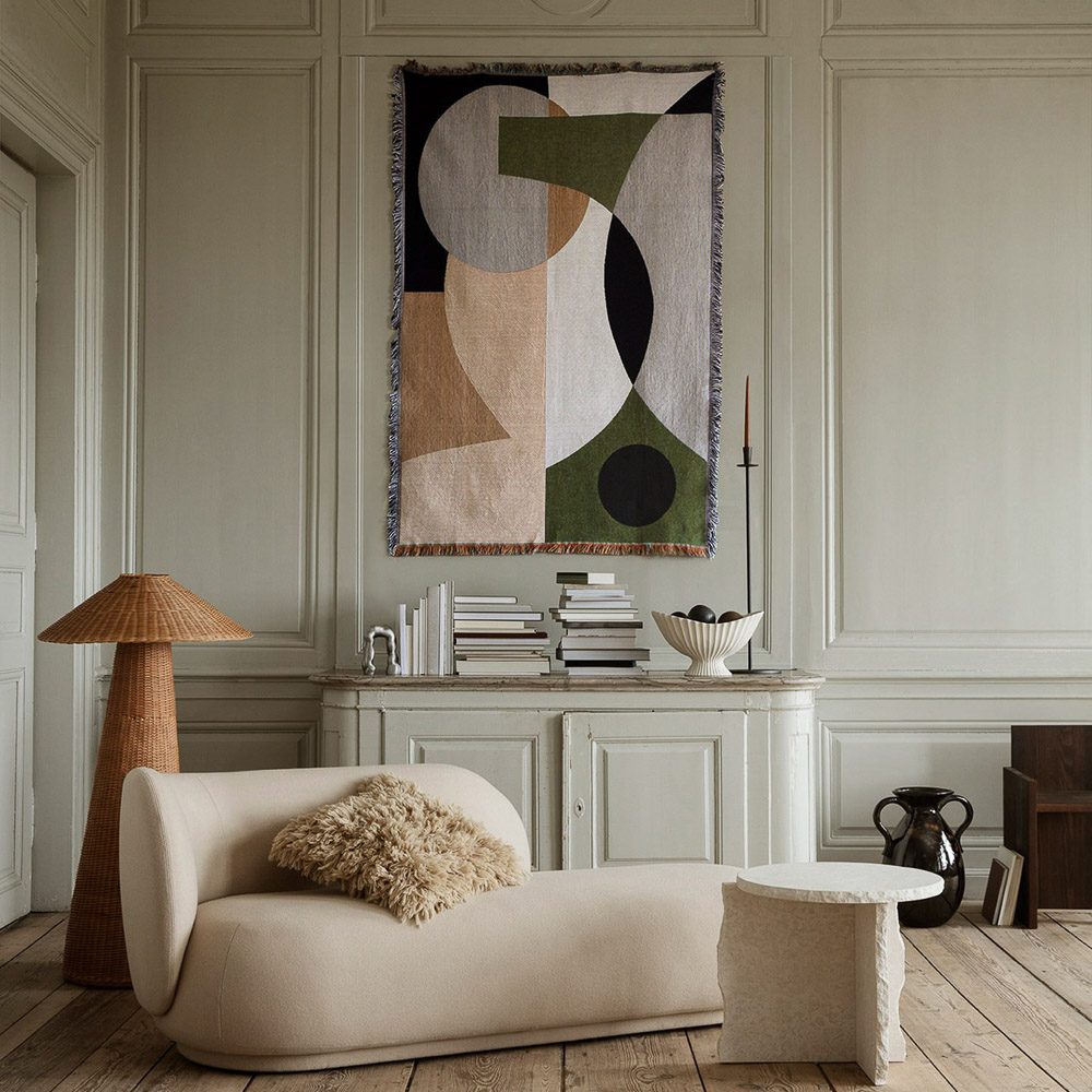 FERM LIVING Entire Wall Tapestry & Throw Blanket - Boho Chic Home Decor for Bedroom, Living Room & Dorm