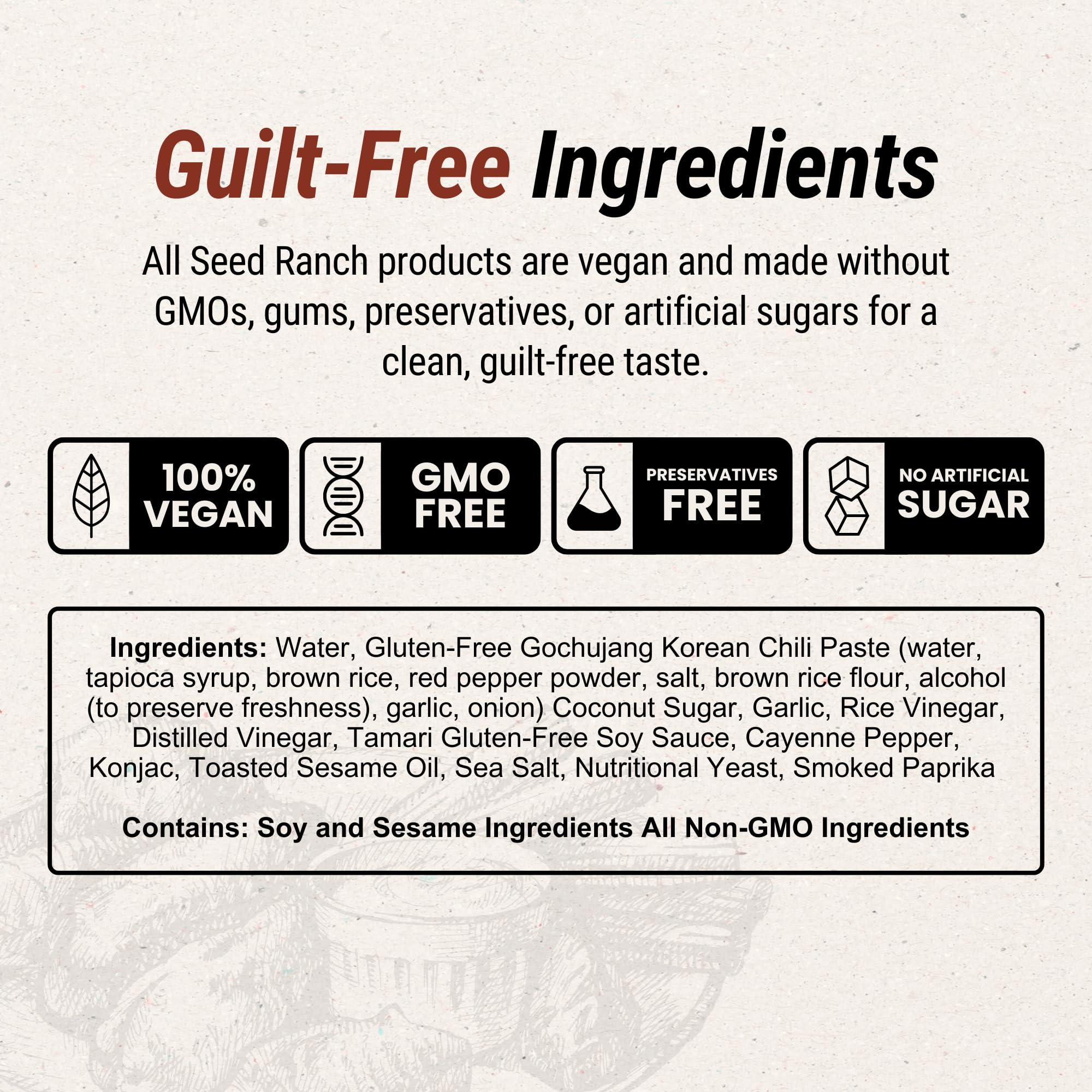 Seed Ranch NashSeoul Hot Sauce - Nashville & Korean Fusion Hot Sauce, Sweet & Spicy Medium Heat, Vegan, Gluten-Free, Non-GMO, No Artificial Sugars - Perfect for Rice Bowls, Stir-Fries, Wings & Grilled Meats