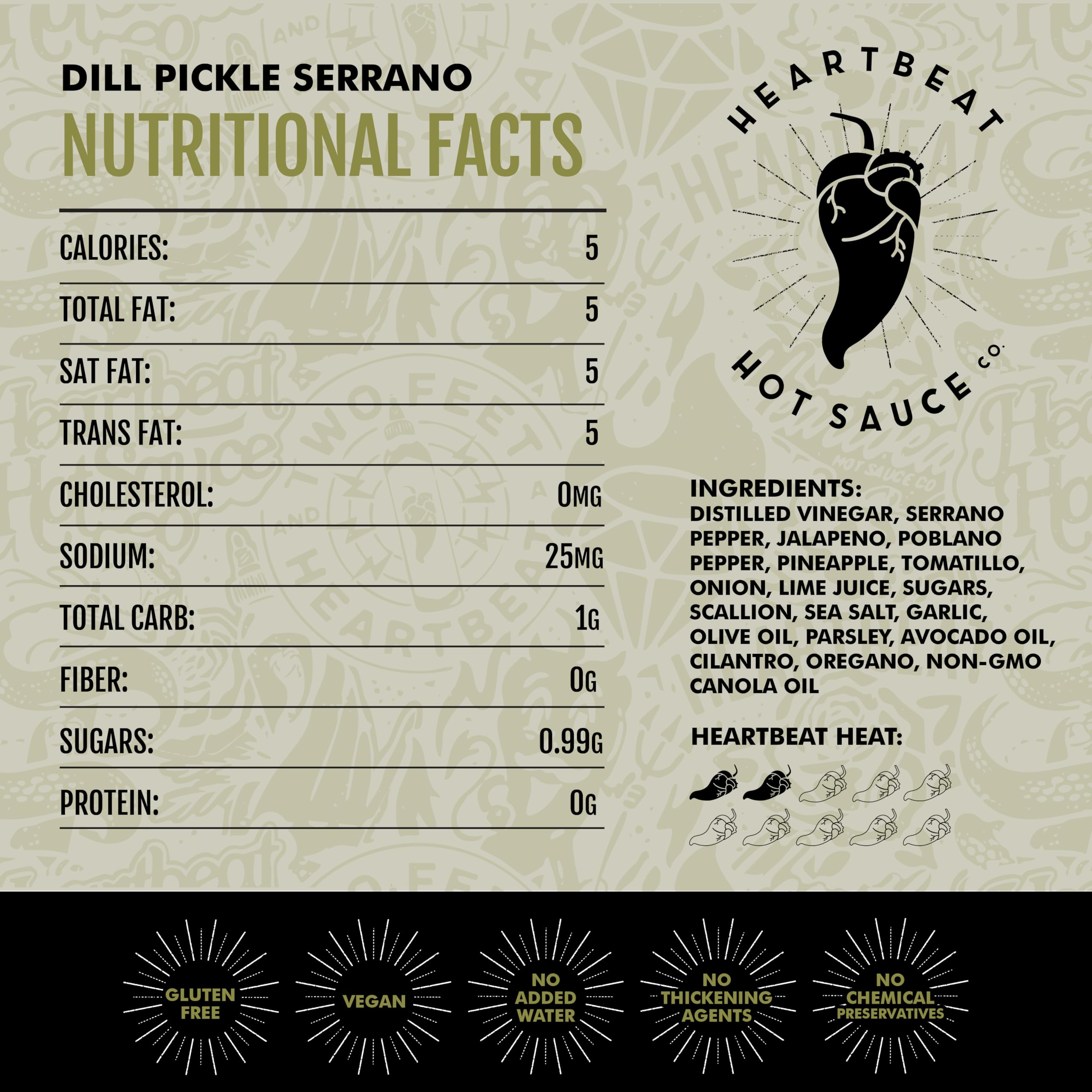 Heartbeat Hot Sauce Co. Dill Pickle Hot Sauce - 6 oz Bottle | Spicy Pickle-Flavored Sauce for Burgers, Tacos & Wings | Gourmet Condiment for BBQ & Snacks