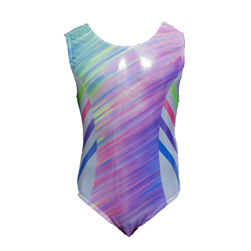 Sparkly Rainbow Gymnastics Leotards for Girls 2-12 Years | Colorful Athletic One-Piece Dancewear | Perfect for Ballet, Gymnastics & Dance Competitions