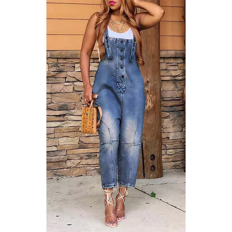 Women's Casual Fashion Siamese Suspender Jeans - High Waisted Denim Pants for Women | Perfect for Streetwear, Dating & Everyday Outfits