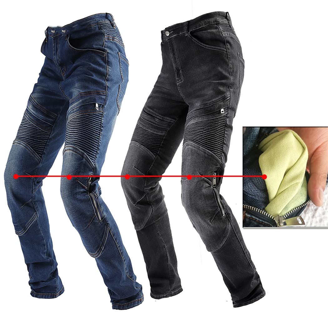 Fireproof Motorcycle Pants for Men - CE Certified Protective Motorbike Jeans for Touring & Motocross Riding - Durable Riding Trousers with Kevlar Lining - Perfect for Long-Distance Travel & Off-Road Adventures