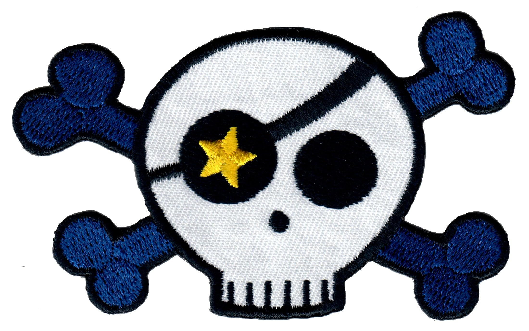 Pirate Skull and Bones Iron On Sew On Patch - Embroidered Applique for Kids Costumes, Jackets, Backpacks & DIY Crafts - Halloween, Cosplay & Pirate Themed Parties