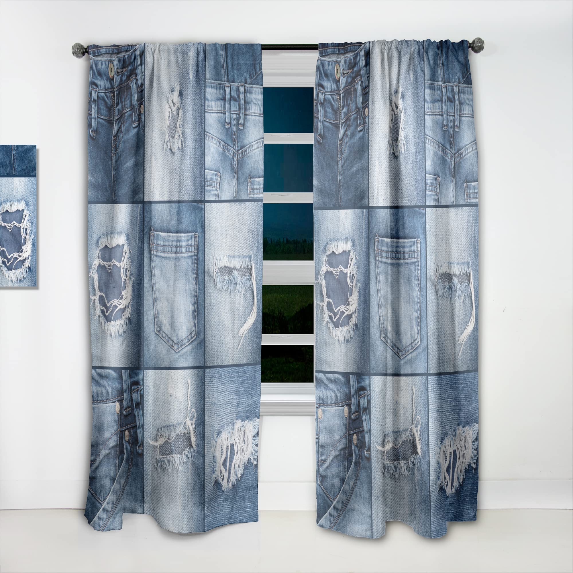 DesignQ Blue Jeans Thermal Insulated Curtains - Single Panel 52x63 - Blackout Drapes for Bedroom & Living Room - Perfect for Home Decor & Light Control