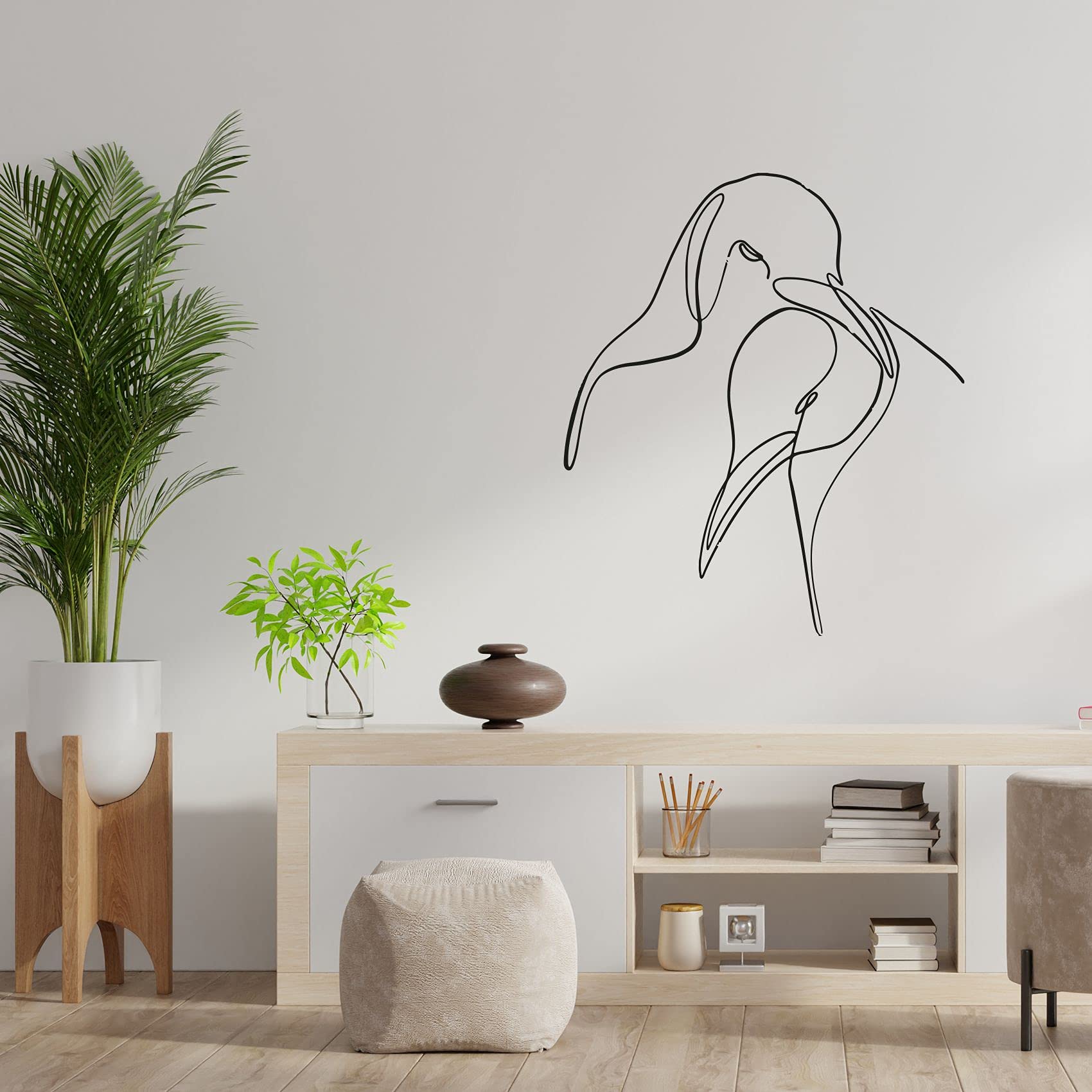 Elegant Penguin Pair Silhouette Vinyl Wall Art Sticker - 20x18 Inch Line Design Decal for Kids Room, Nursery, Study & Home Decor - Perfect for Boys & Girls Bedroom Wall Decoration