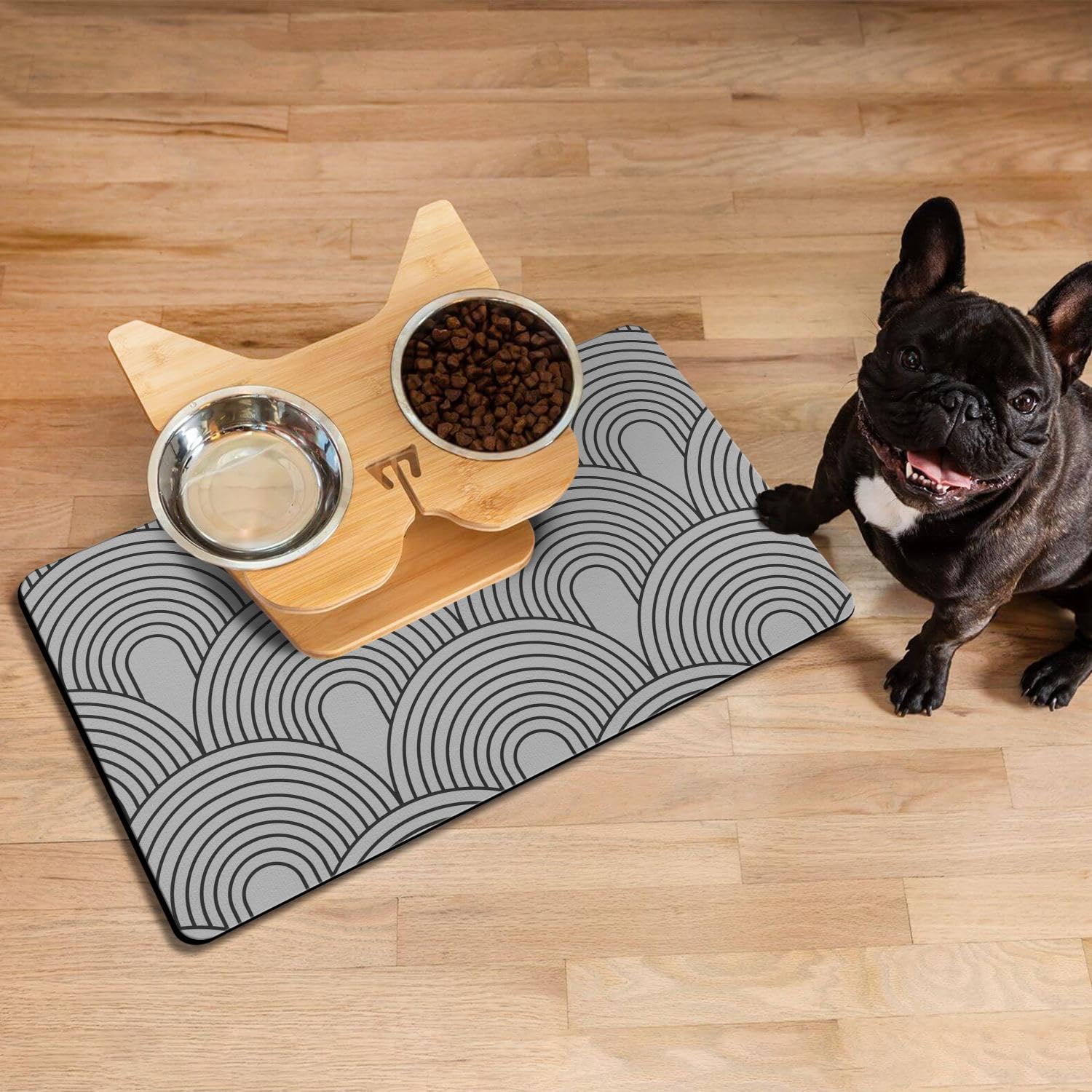 **Super Absorbent Dog Food Mats for Floors - Non-Slip Pet Feeding Mat for Cats & Dogs, Eco-Friendly Boho Style Placemat for Bowls (Perfect for Messy Eaters & Spill Protection in Kitchen or Dining Area)**