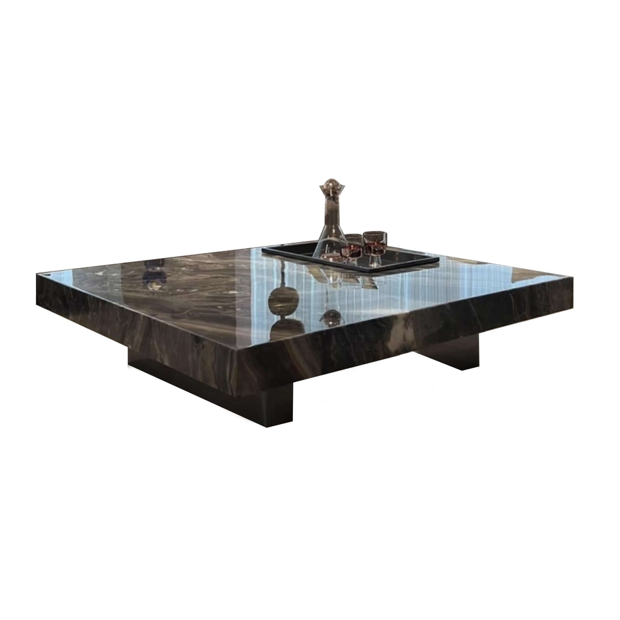 Luxury Square Marble Coffee Table with Metal Legs - Modern Living Room Centerpiece for Home Decor