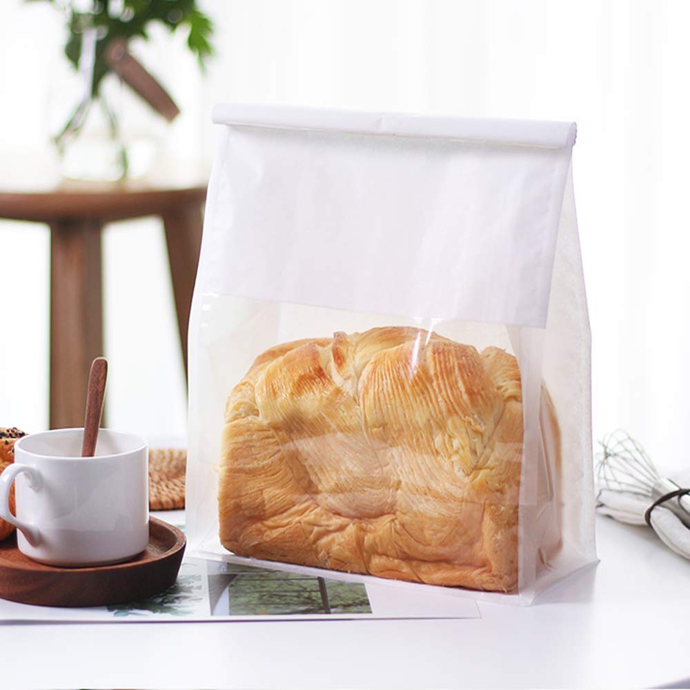 25Pcs 8x4x11 Inches Kraft Paper Bakery Bags with Window & Tin Tie Closure - White Cookie Bags, Coffee Bags, Treat Bags for Bakery, Popcorn, Candy, Gifts - Perfect for Home Baking, Parties & Retail Packaging