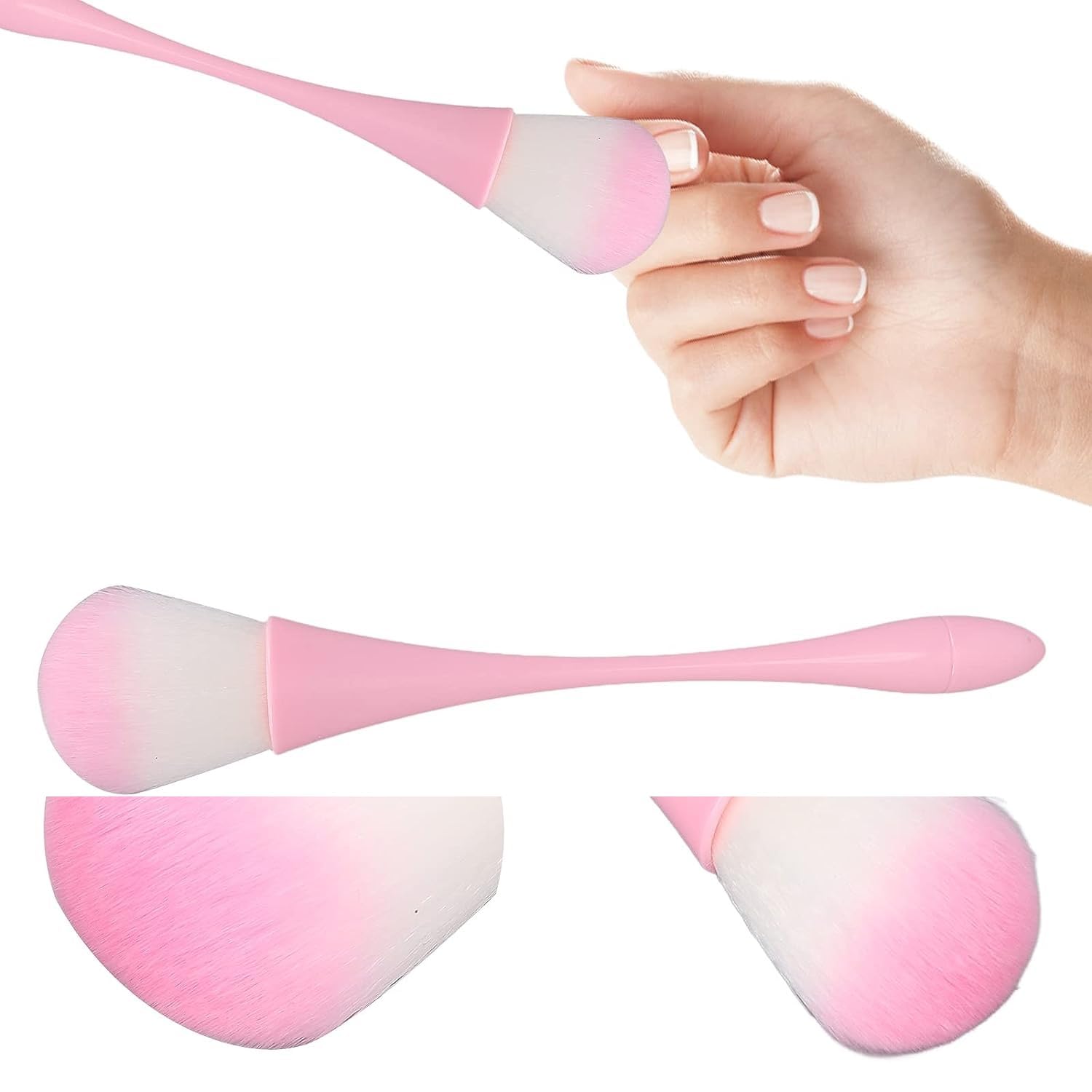 Soft Nail Art Dust Remover Brush with Long Handle - Professional Manicure Tool for Acrylic Gel & Mineral Powder - Makeup Blush Brush for Perfect Nail Art & Beauty Salon Use