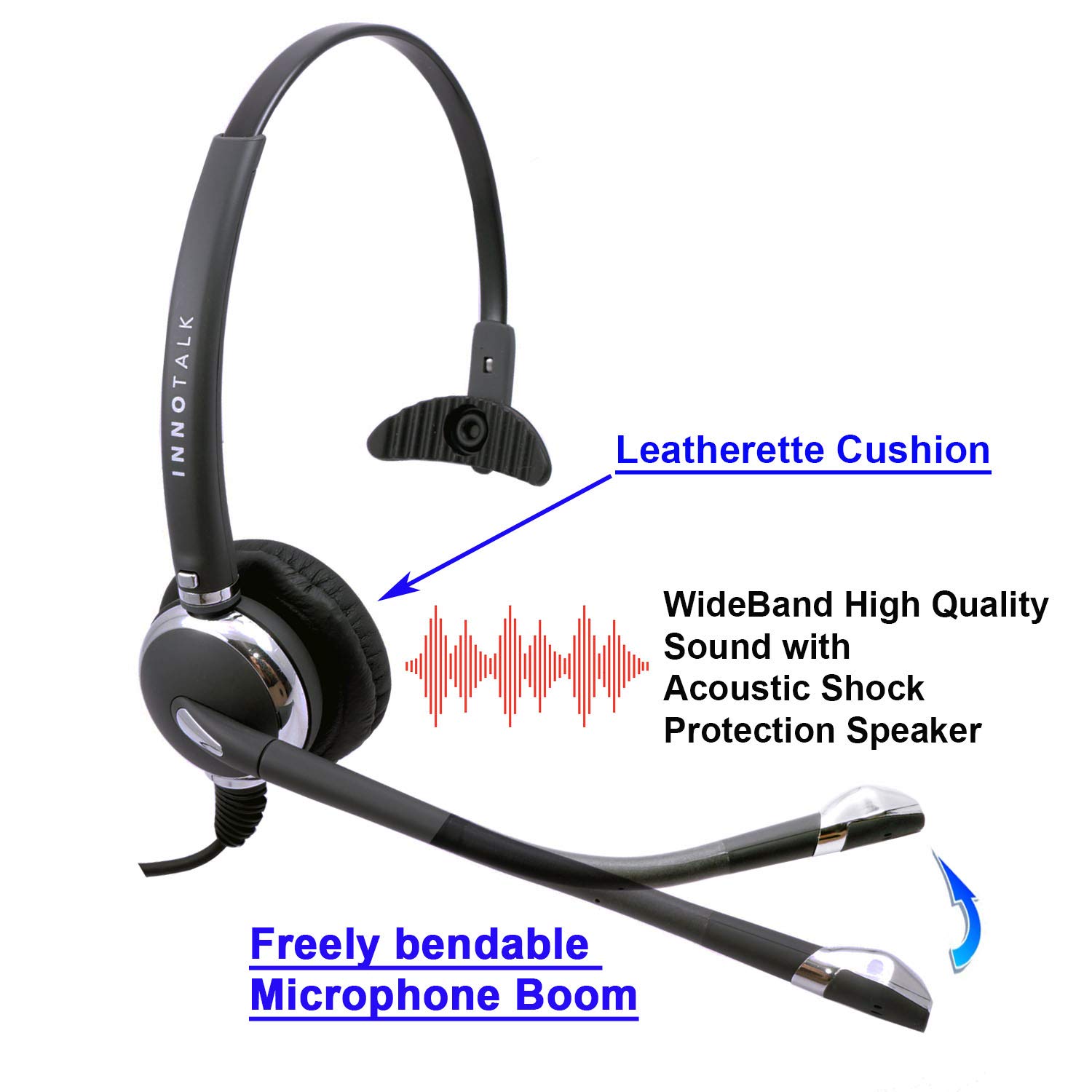 Noise Cancelling USB Headset with Microphone - Plug & Play VoIP Headphones for Call Centers, MS Lync, Skype, 3CX, Bria X-Lite - Compatible with Plantronics Quick Disconnect - Perfect for Remote Work & Online Meetings