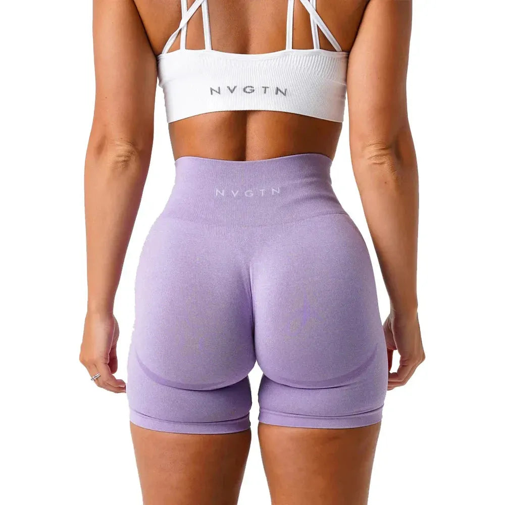 NVGTN High Waisted Seamless Shorts for Women - Smile Contour Yoga Biker Shorts | Perfect for Gym, Workout & Casual Wear
