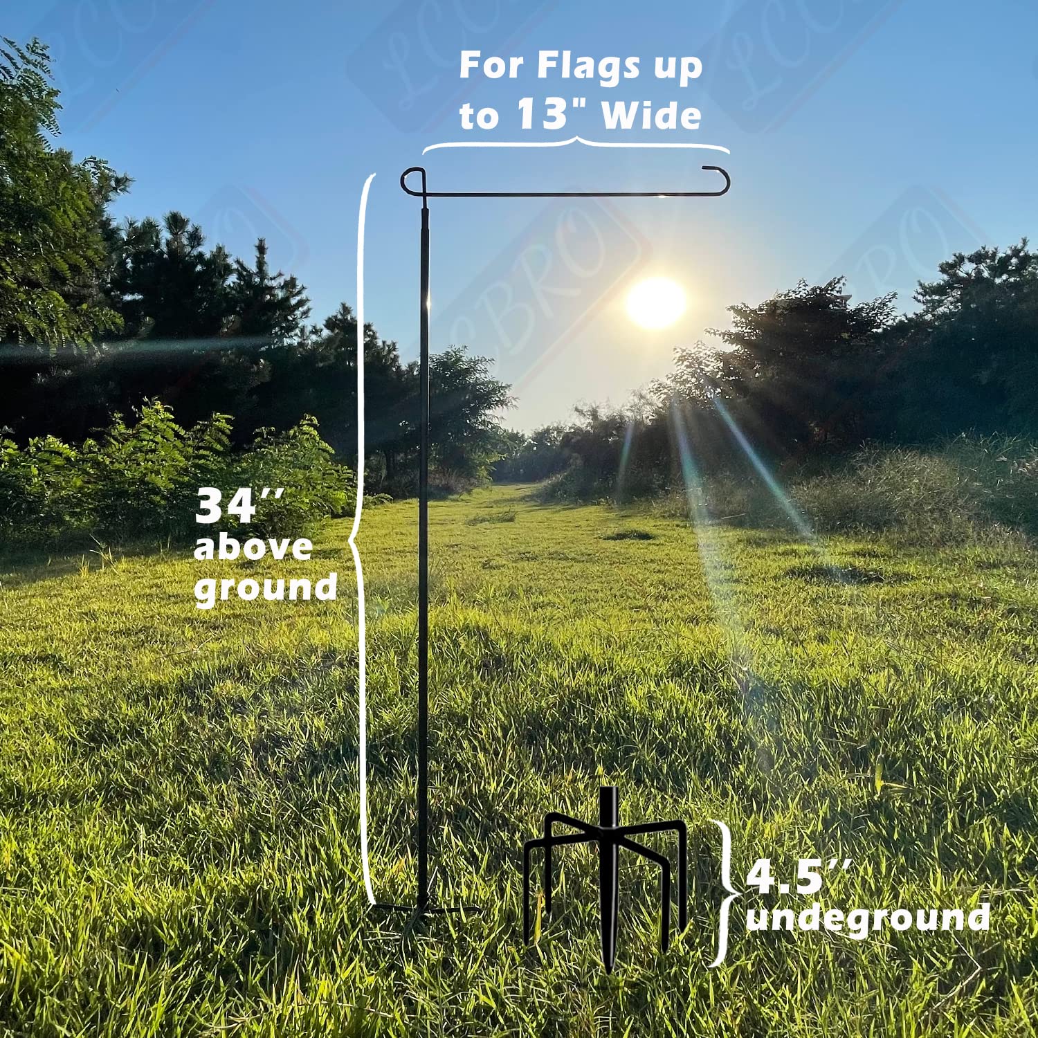 Weatherproof 5-Prong Garden Flag Stand Holder with Heavy Duty Base - Stable Outdoor Yard Flag Pole for 12x18 Inch Small Garden Flags - Perfect for Front Yard Decor, Seasonal Displays & Patio Landscaping