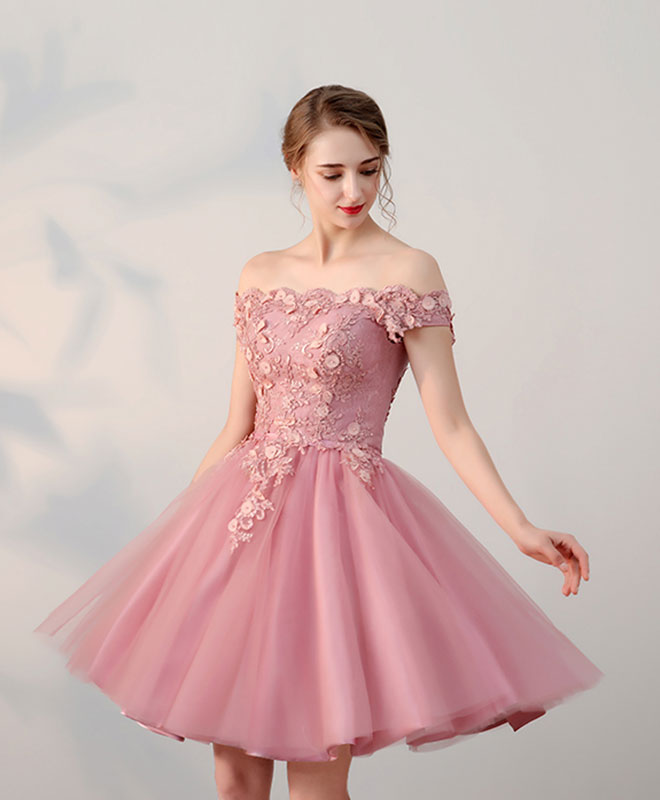 Elegant Pink Lace Tulle Short Prom Dress for Women - Perfect for Evening Parties, Homecoming Dances & Special Occasions
