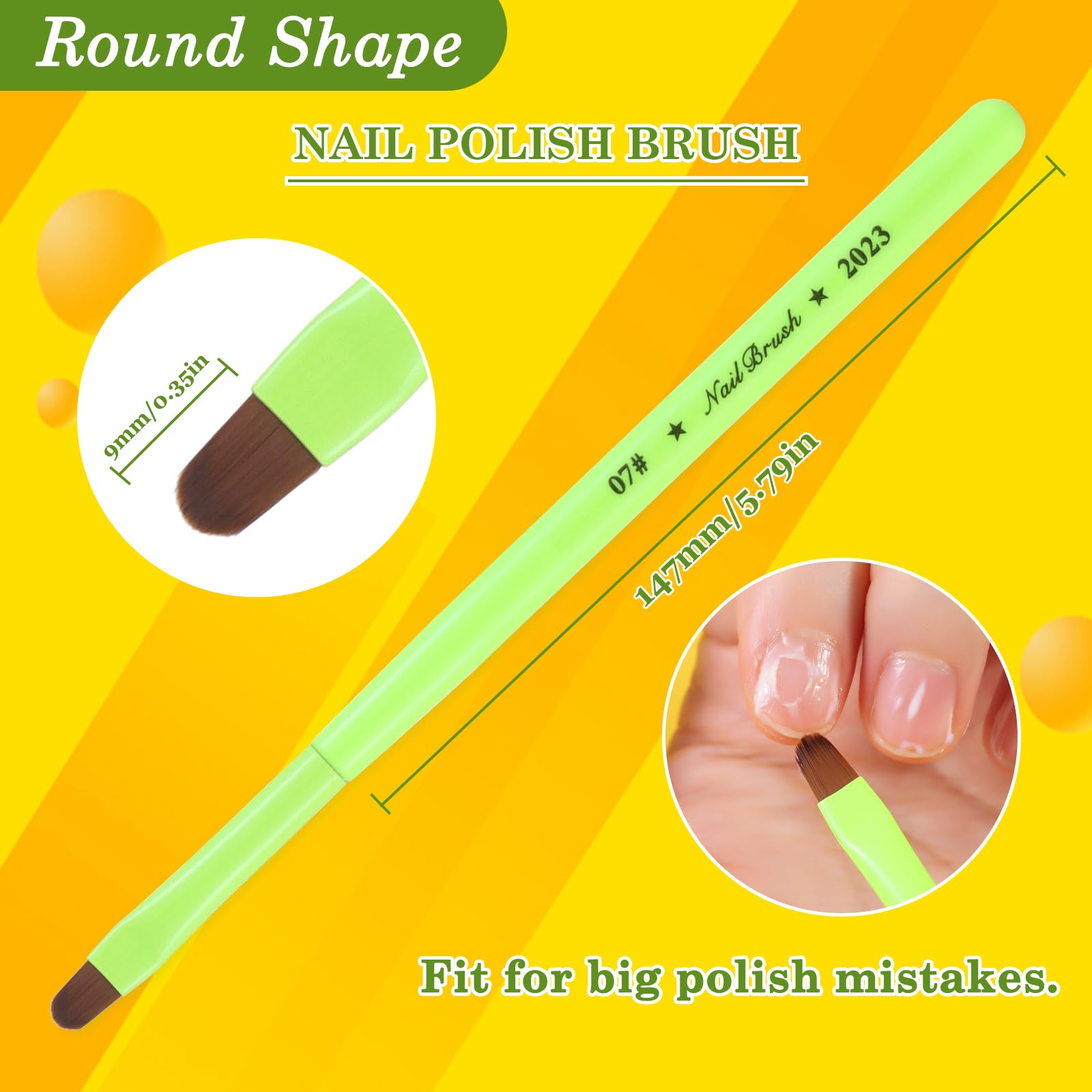 3PCS Acetone-Resistant Nail Clean Up Brushes - Professional Cuticle Cleaner for Nail Polish Mistakes, Perfect for OPI Nail Polish Remover & Nail Art Designs (Fluorescent Green) - Ideal for Salon, Home Manicures & DIY Nail Art