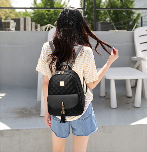 Cute Mini Leather Backpack Purse for Women - 2-PCS Fashion Backpack with Bowknot (White) for School & Travel