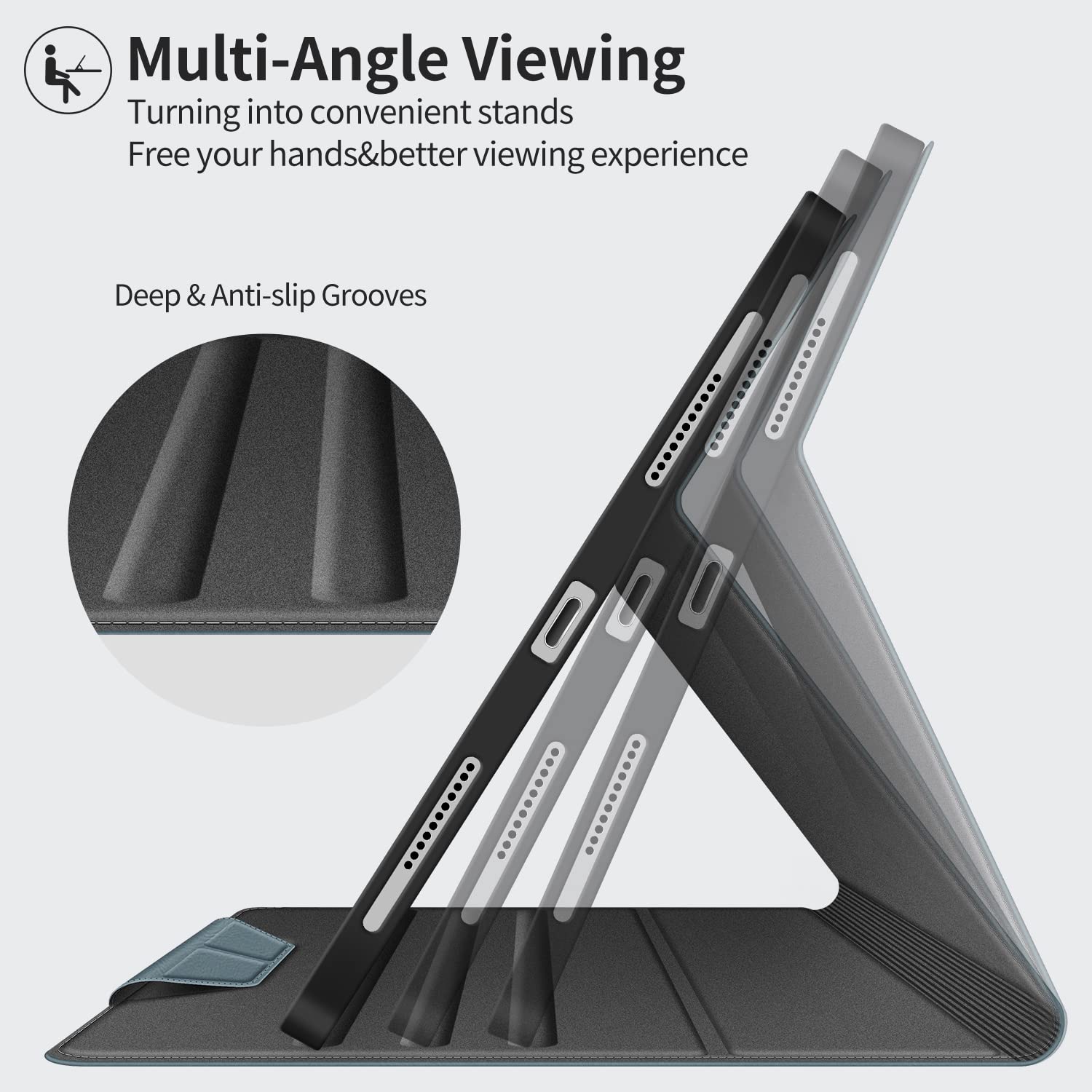 Premium Vegan Leather iPad Pro 12.9 Case (2022/2021/2020/2018 6th/5th/4th/3rd Gen) with Pencil Holder - Shockproof Folio Cover with Auto Sleep/Wake Feature for Work, School & Travel Protection
