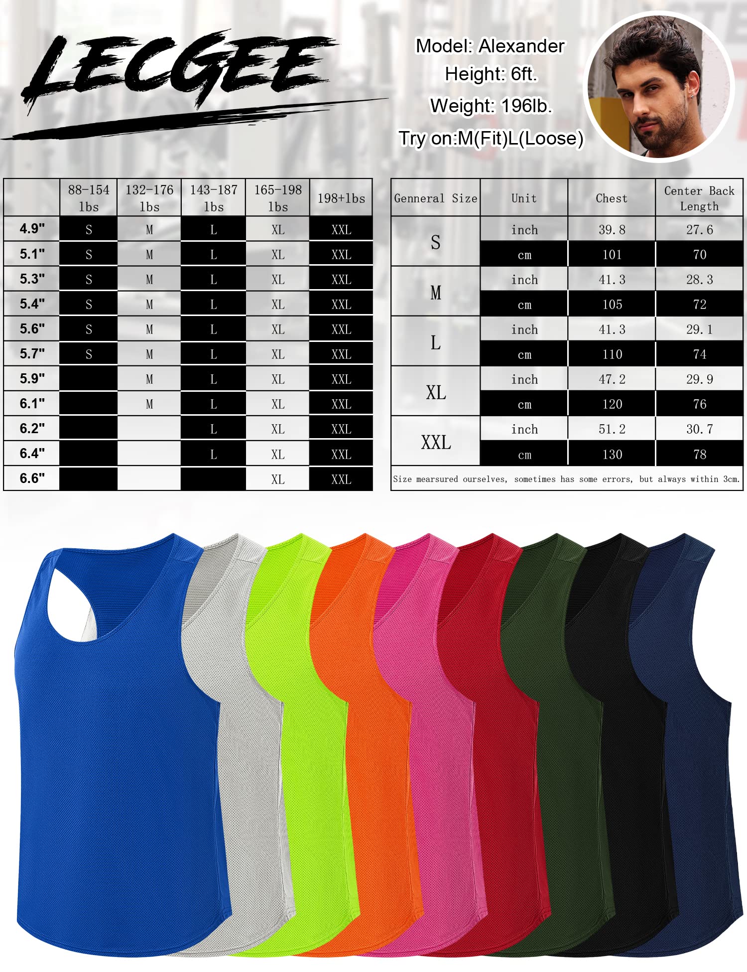LecGee Men's 3 Pack Gym Workout Tank Tops - Moisture Wicking Y-Back Muscle Shirts, Sleeveless Mesh Athletic Stringer for Bodybuilding & Fitness | Ideal for Weightlifting, CrossFit & Summer Workouts