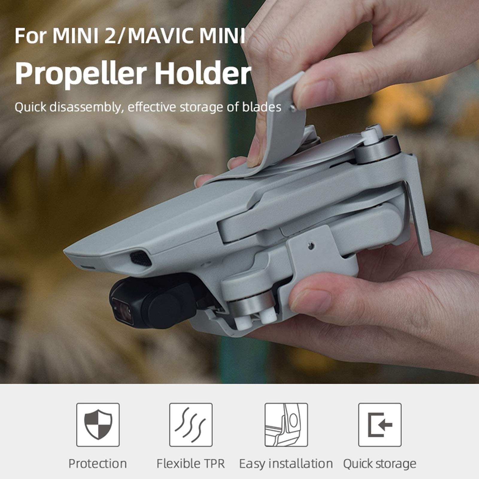 CHICIRIS Mini Propeller Holder for DJI Mavic Mini 1/2 - Stabilizer & Accessory Lock with Fixing Strap, TPR Adjustable Drone Accessories | Perfect for Travel Storage & Drone Protection