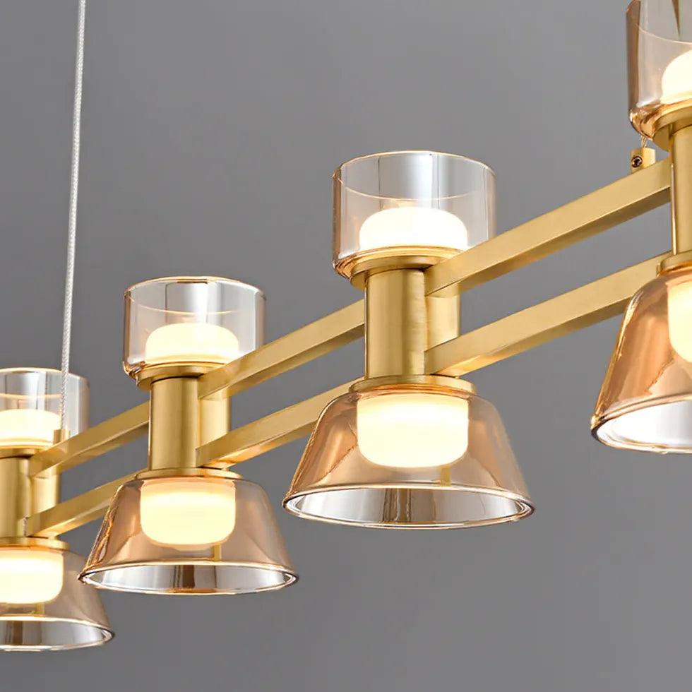 Modern Multi-Light Linear Glass Chandelier - Elegant Dining Room Pendant Lighting Fixture for Kitchen Island, Breakfast Nook & Contemporary Home Decor