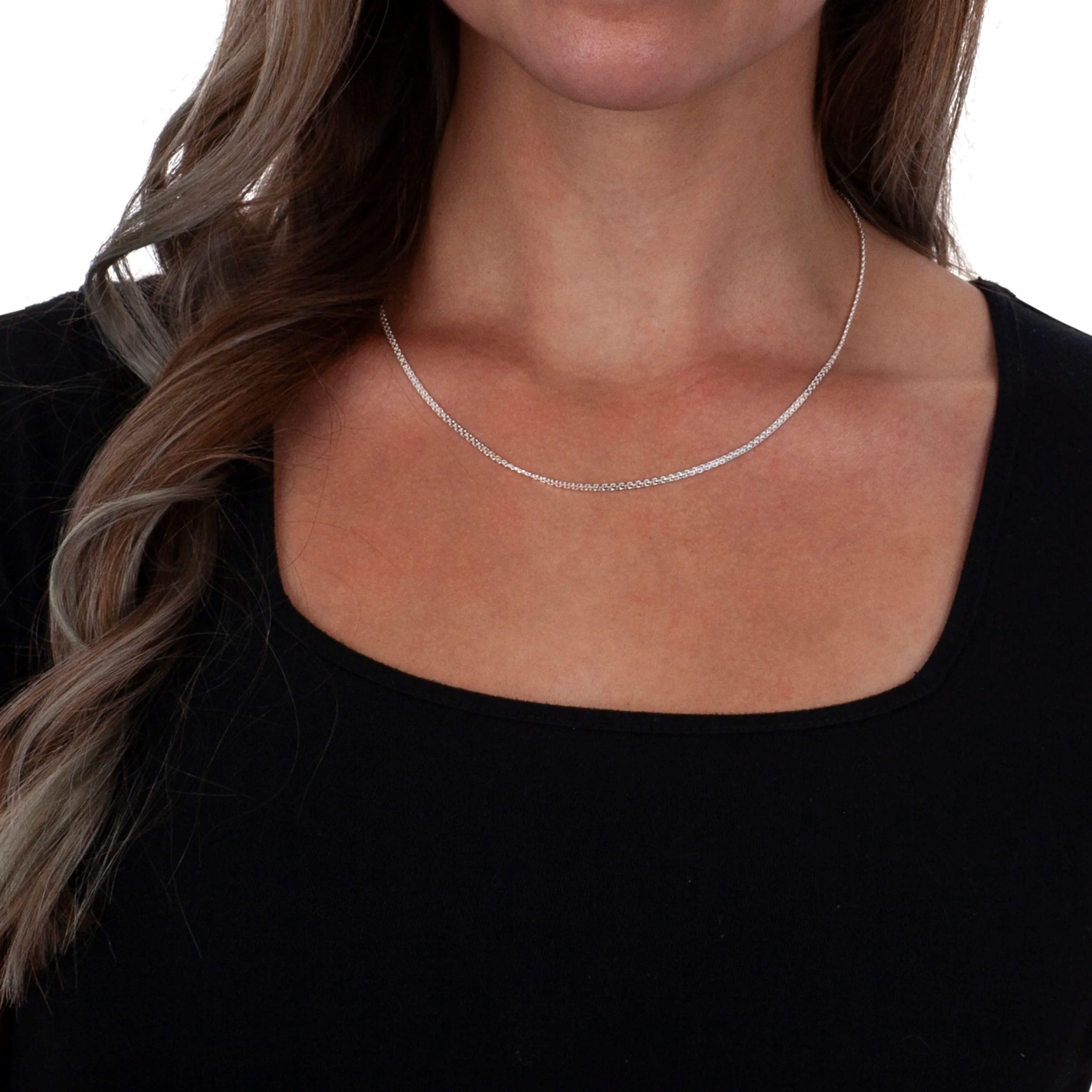 Verona Jewelers Sterling Silver 2MM 2.5MM Bismark Chain Necklace - Flat Box Link Chain Necklace for Men & Women, Durable 925 Silver Flat Necklace (16 Inch, 2MM) - Perfect for Everyday Wear, Gifts & Layering