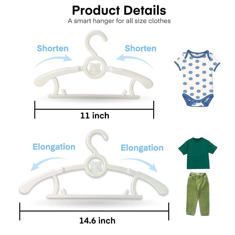 Adjustable Baby Clothes Hangers for Infants & Toddlers - 10 Pack Grey - Perfect for Nursery Organization & Kids Closet Storage