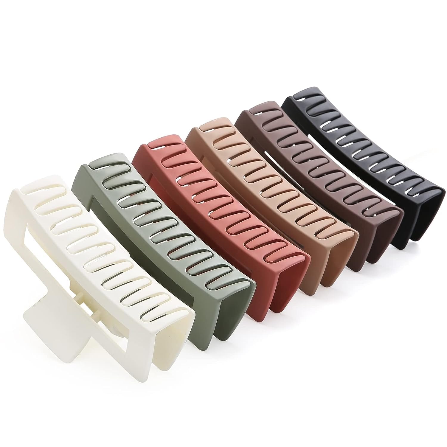6 Pcs Large Claw Hair Clips for Women - Strong Hold Matte Non-Slip Square Hair Clips for Thick Long Curly Hair - Durable Hair Accessories for Workout, Yoga, Office and Daily Styling
