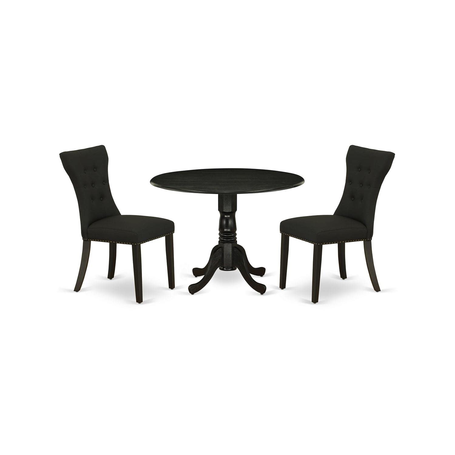 East West Furniture DLGA3-BLK-24 3-Piece Kitchen Dining Set - 42