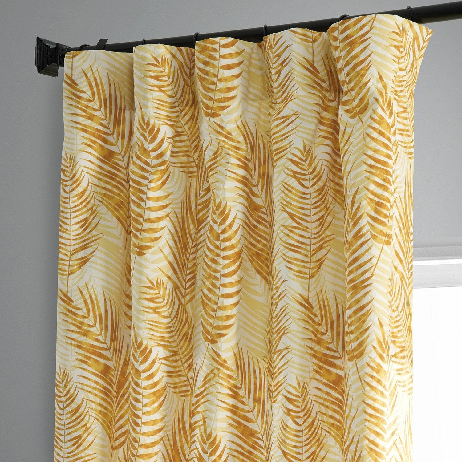 Eternal Gold Floral Printed Blackout Curtains - Kupala 100% Cotton Room Darkening Drapes for Bedroom & Living Room - Elegant Home Decor & Light Blocking Window Treatments