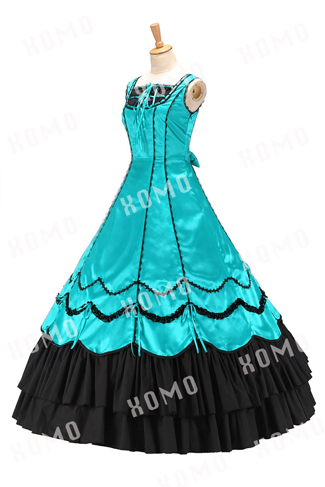 Elegant Civil War Gothic Southern Belle Satin Evening Dress - Sleeveless Vintage Ball Gown for Historical Reenactments & Costume Parties