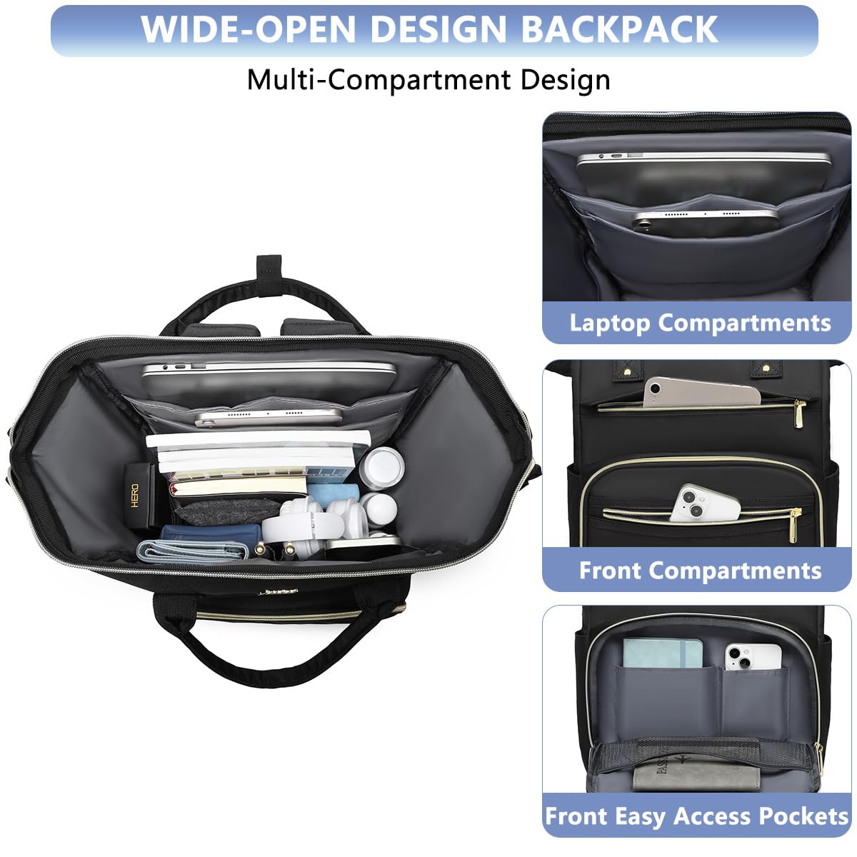 Stylish Women's Laptop Backpack for Work & Travel - Waterproof 15.6 Inch Computer Bag with Dedicated Laptop Compartment - Perfect for College, Nursing, Business Professionals & Daily Commute