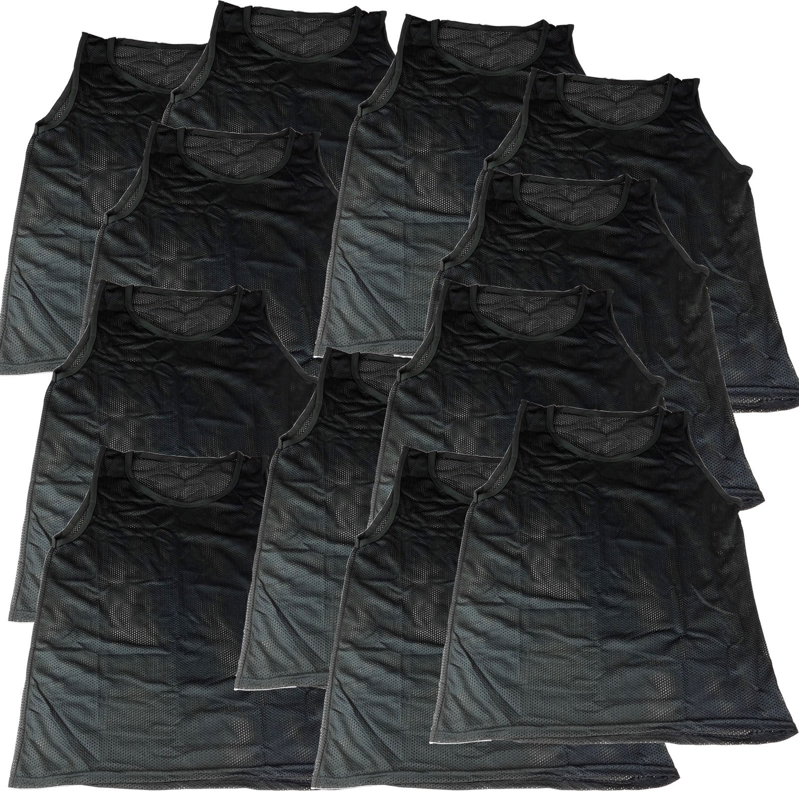 BlueDot Training Pinnies - 12 Pack Nylon Mesh Scrimmage Vests for Soccer, Football, Basketball & Youth Sports | Breathable Team Practice Jerseys for Kids & Adults | Perfect for Drills, Tournaments & School PE Classes