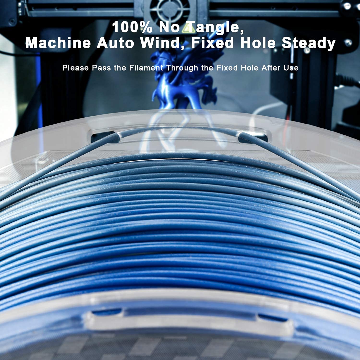 AMOLEN PLA 3D Printer Filament 1.75mm - Silk Shiny Blue Silver Filament for 3D Printing (1KG/2.2lb) - Perfect for Cosplay, DIY Models & Home Decor Projects