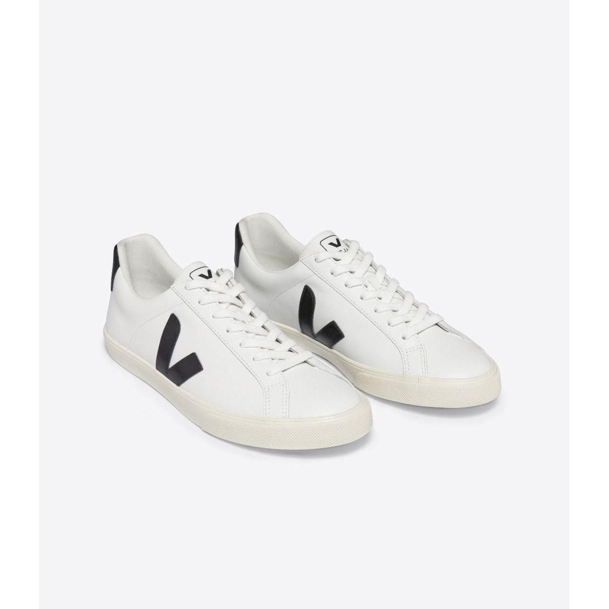 Veja Women's Esplar Leather Sneakers - White & Black Casual Shoes for Everyday Wear | Comfortable & Stylish Walking Shoes for Women | Perfect for Work, Travel & Outfits